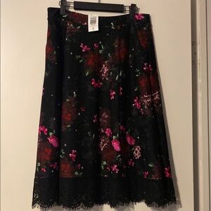 Torrid Black Floral Midi Skirt